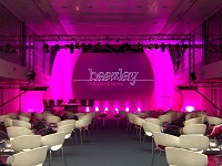 A conference in the City of London with truss and lighting