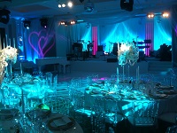 Wedding lighting at The Four Seasons Hotel in Hampshire with stage and lighting