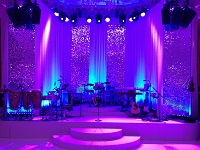 Wedding at the Landmark Hotel, London with shimmer curtains and lighting